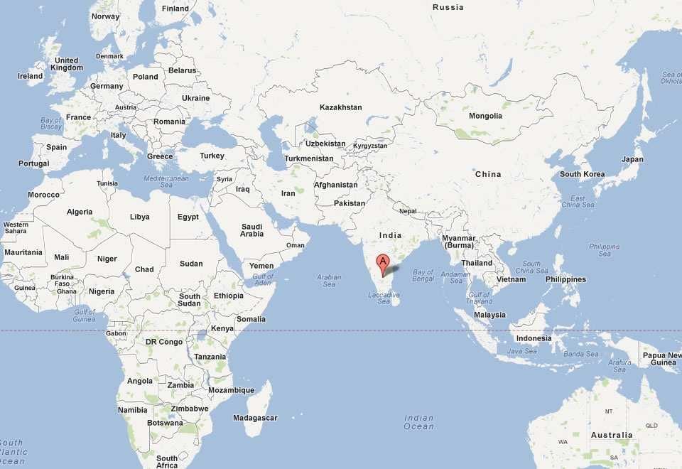 Bangalore katika ramani ya dunia