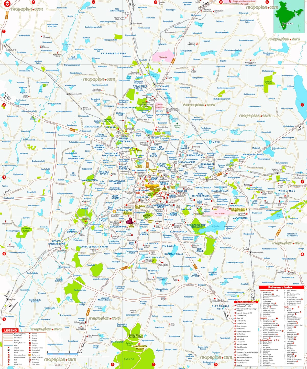 ramani ya mji wa Bangalore