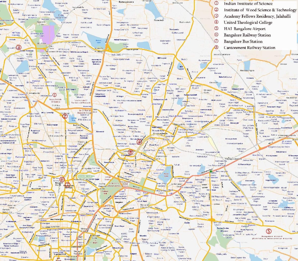 ramani ya njia Bangalore
