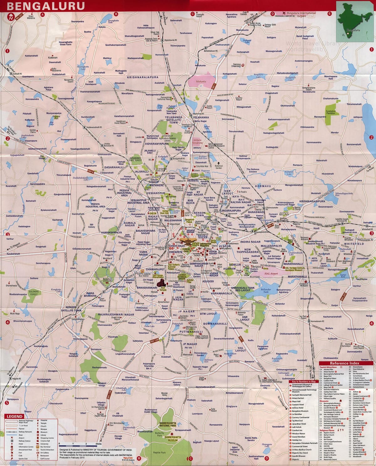 Bangalore vivutio vya utalii ramani